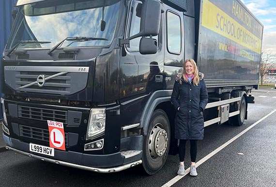 A young woman passes her LGV class 2 driving test with Hamilton School of Motoring